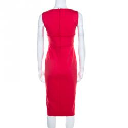Pre Owned Dsquared2 Coral Pink Jersey Knit V Neck Sheath Dress M