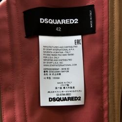 Pre Owned Dsquared2 Green Cherry Blossom Print Silk Draped Bodice Strapless Dress M