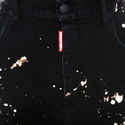 Pre Owned Dsquared2 Black Distressed Denim Splatter Bleach Detail Short Skirt S