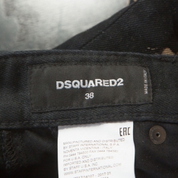 Pre Owned Dsquared2 Black Distressed Denim Splatter Bleach Detail Short Skirt S