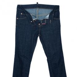 Pre Owned Dsquared2 Blue Cropped Metallic Hem Denim Jeans S
