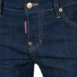 Pre Owned Dsquared2 Blue Cropped Metallic Hem Denim Jeans S