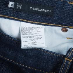 Pre Owned Dsquared2 Blue Cropped Metallic Hem Denim Jeans S