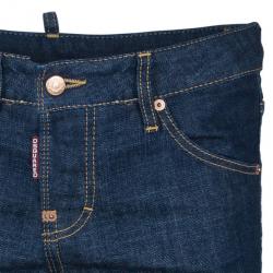 Pre Owned Dsquared2 Blue Cropped Metallic Hem Denim Jeans S