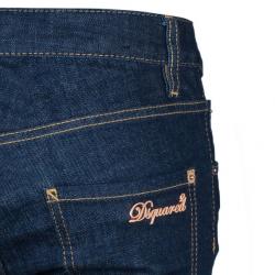 Pre Owned Dsquared2 Blue Cropped Metallic Hem Denim Jeans S