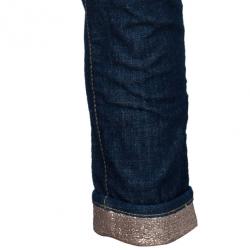 Pre Owned Dsquared2 Blue Cropped Metallic Hem Denim Jeans S