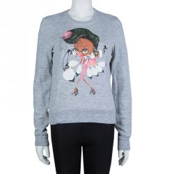 Dsquared2 Grey Graphic Printed Embellished Sweatshirt M