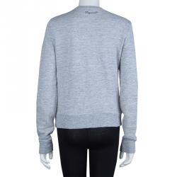 Dsquared2 Grey Graphic Printed Embellished Sweatshirt M