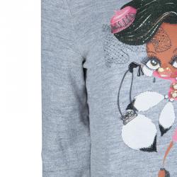 Dsquared2 Grey Graphic Printed Embellished Sweatshirt M