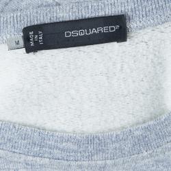 Dsquared2 Grey Graphic Printed Embellished Sweatshirt M