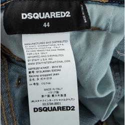 Pre Owned Dsquared2 Indigo Distressed Faded Denim Embellished Skinny Jeans M