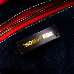 Dsquared2 Blue/Brown Denim Drawstring Shoulder Bag