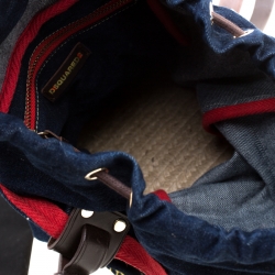 Dsquared2 Blue/Brown Denim Drawstring Shoulder Bag