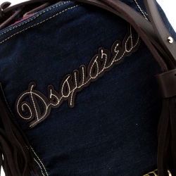 Dsquared2 Blue/Brown Denim Drawstring Shoulder Bag