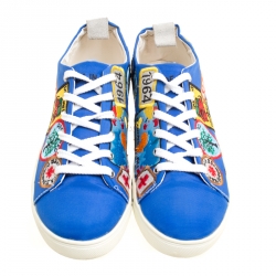 Dsquared2 Blue Canvas Embroidered Patch Low Top Sneakers Size 40