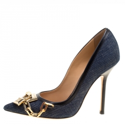 Dsquared2 Blue Denim Lock Detail Pointed Toe Pumps Size 36