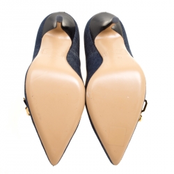 Dsquared2 Blue Denim Lock Detail Pointed Toe Pumps Size 36