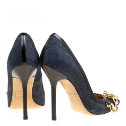 Dsquared2 Blue Denim Lock Detail Pointed Toe Pumps Size 36
