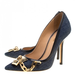 Dsquared2 Blue Denim Lock Detail Pointed Toe Pumps Size 36