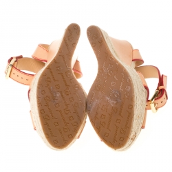 Dsquared2 Beige Leather Espadrille Ankle Strap Wedge Sandals Size 36
