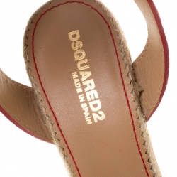 Dsquared2 Beige Leather Espadrille Ankle Strap Wedge Sandals Size 36