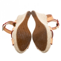 Dsquared2 Beige Leather Espadrille Ankle Strap Wedge Sandals Size 41