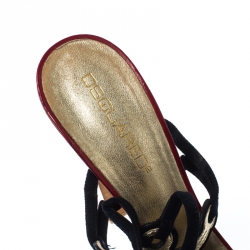 Dsquared 2 Blue Suede/Leather Arrow Ankle Wrap Platform Sandals Size 38