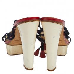 Dsquared 2 Blue Suede/Leather Arrow Ankle Wrap Platform Sandals Size 38