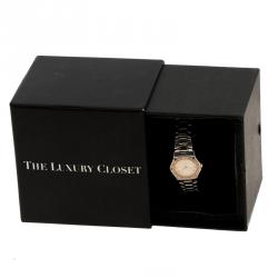 Pre Owned Ebel Cream Yellow Gold & Stainless Steel Diamonds 1911 Women's Wristwatch 24 mm