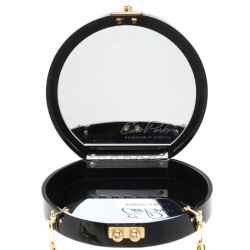 Edie Parker Black/Sliver Acrylic Yin Yang Clutch