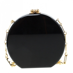 Edie Parker Black/Sliver Acrylic Yin Yang Clutch