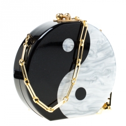 Edie Parker Black/Sliver Acrylic Yin Yang Clutch