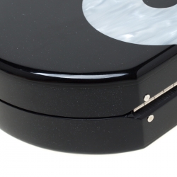 Edie Parker Black/Sliver Acrylic Yin Yang Clutch