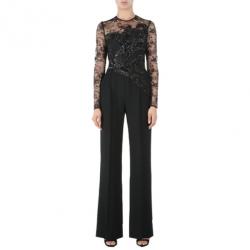 Elie Saab Black Long-Sleeved Embroidered Jumpsuit S