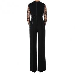 Elie Saab Black Long-Sleeved Embroidered Jumpsuit S