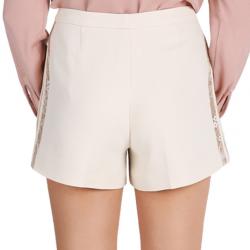 Pre Owned Elie Saab White Lace-Detailed Shorts M