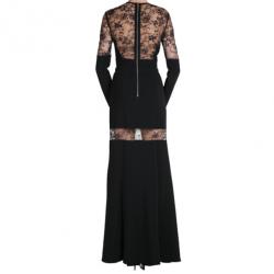 Pre Owned Elie Saab Black Lace-Detailed Long-Sleeved Gown S
