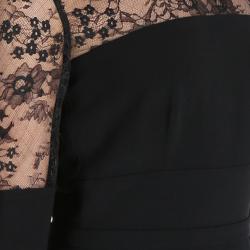 Pre Owned Elie Saab Black Lace-Detailed Long-Sleeved Gown S