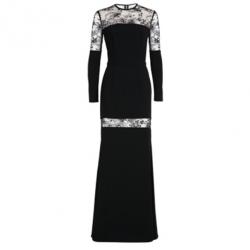Elie Saab Black Lace-Detailed Long-Sleeved Gown M