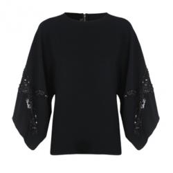 Pre Owned Elie Saab Black Wide-Sleeved Top L