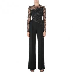 Elie Saab Black Long-Sleeved Embroidered Jumpsuit S