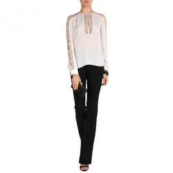 Pre Owned Elie Saab Cream Silk Lace-Detailed Tunic M
