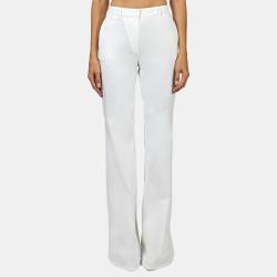 Elie Saab White Gabardin Wide Leg Trousers M