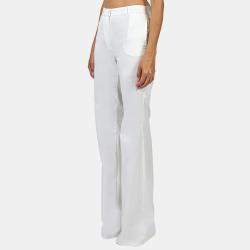Elie Saab White Gabardin Wide Leg Trousers M