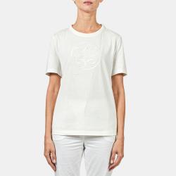 Pre Owned Elie Saab White Jersey Monogram Embroidered T-Shirt XL