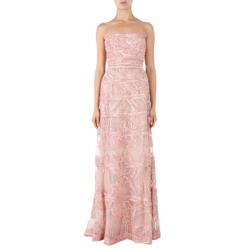 Pre Owned Elie Saab Pink Strapless Embroidered Gown M