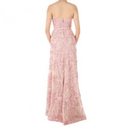 Pre Owned Elie Saab Pink Strapless Embroidered Gown M