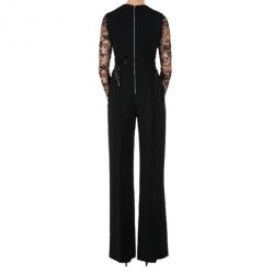 Pre Owned Elie Saab Black Long-Sleeved Embroidered Jumpsuit M