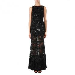 Pre Owned Elie Saab Black Sleeveless Embroidered Gown M