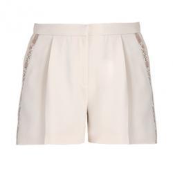 Elie Saab Cream Lace-Detailed Shorts M